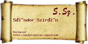 Sándor Szirén névjegykártya